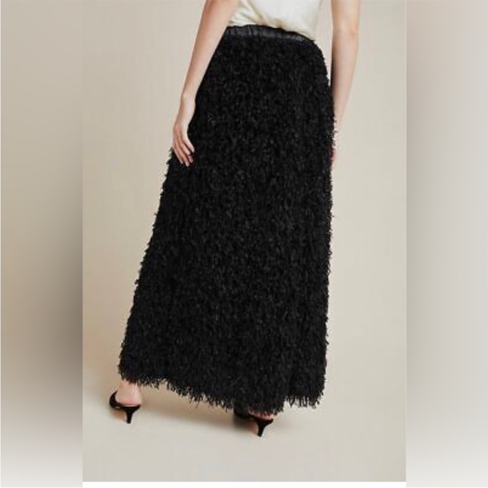 ANTHROPOLOGIE Sunday in Brooklyn Chantal Feathered Black Skirt - Picture 3 of 11